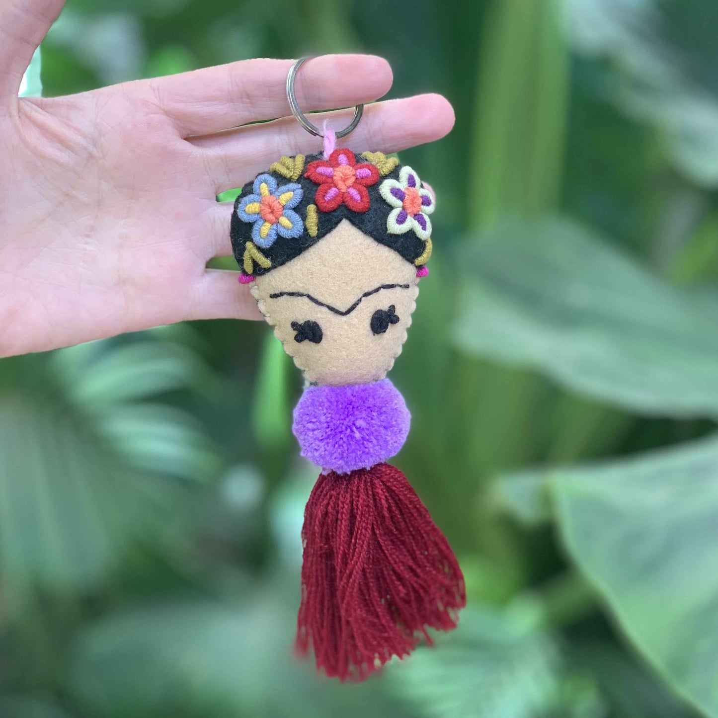 Frida Kahlo Embroidered Keychain / Zipper Pull - Mexico
