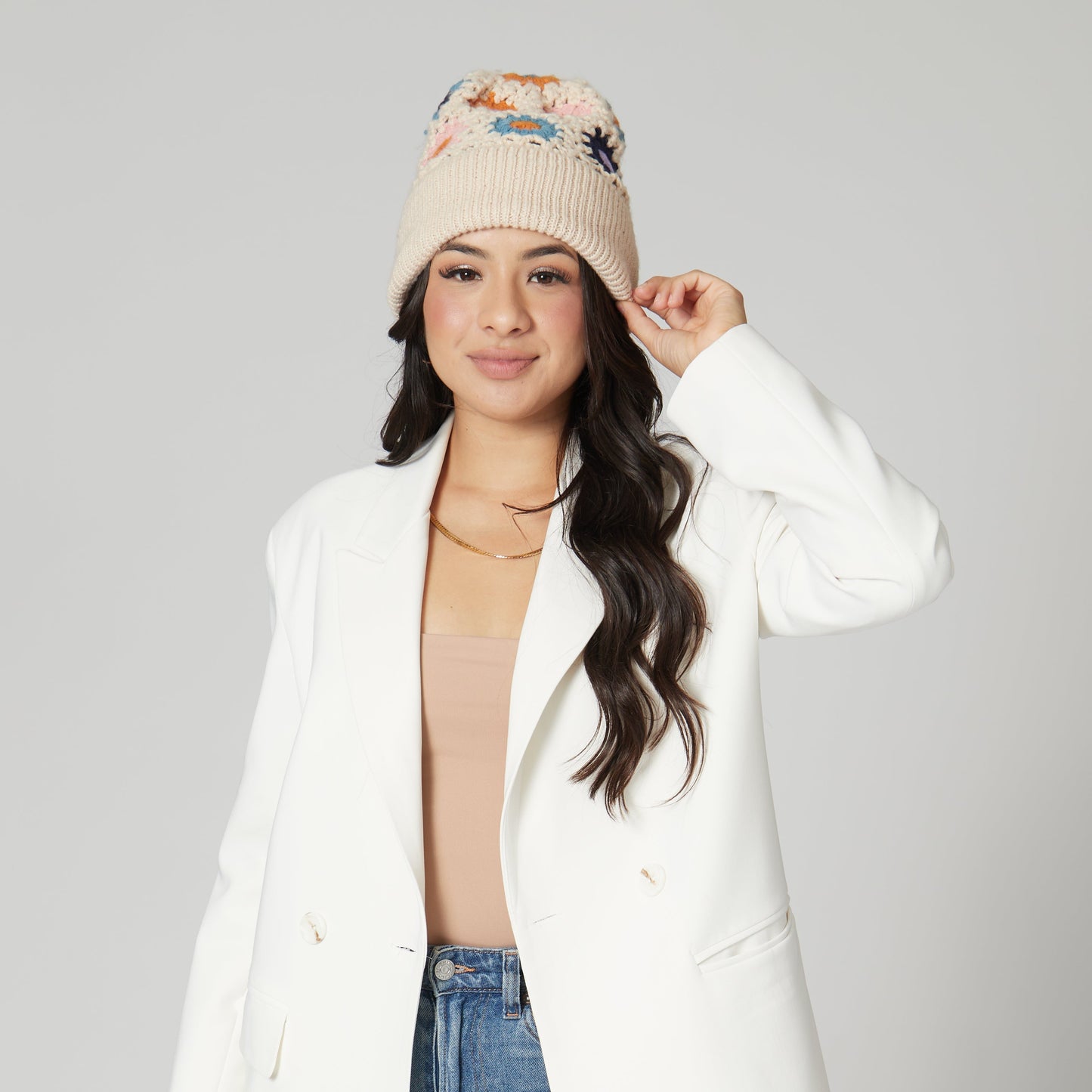 Maybelle - Granny Square Knit Cuff Beanie