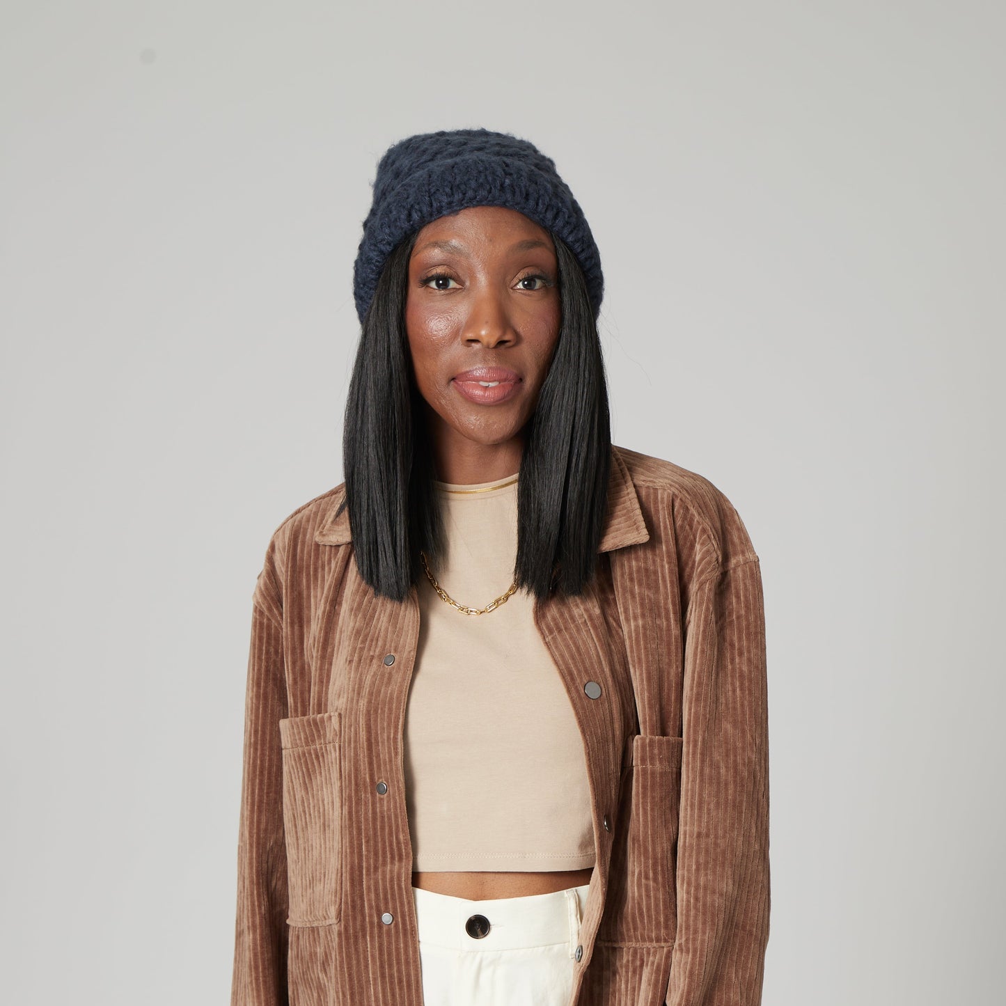 Valerie - Hand Crochet Knit Cuff Beanie