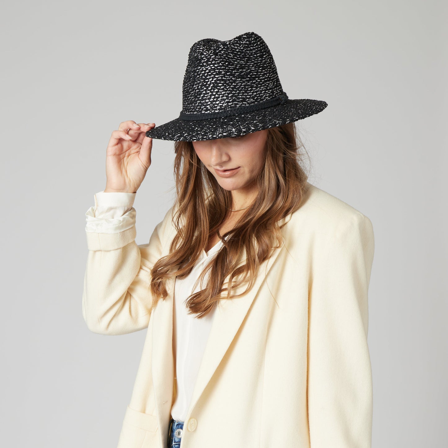 Women's Fedora w/Woven Lurex&Braided Trim