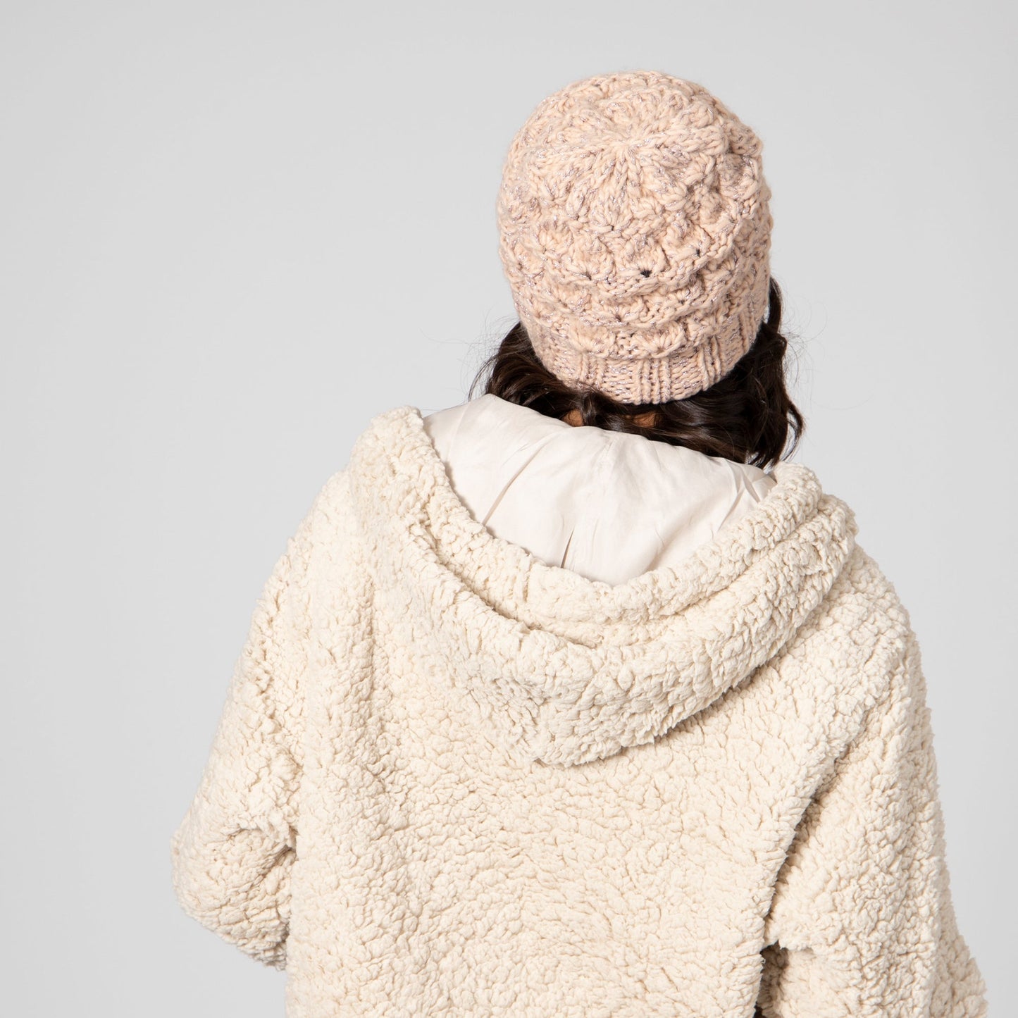Women's Beanie with Cuff & Rose Gold Lurex