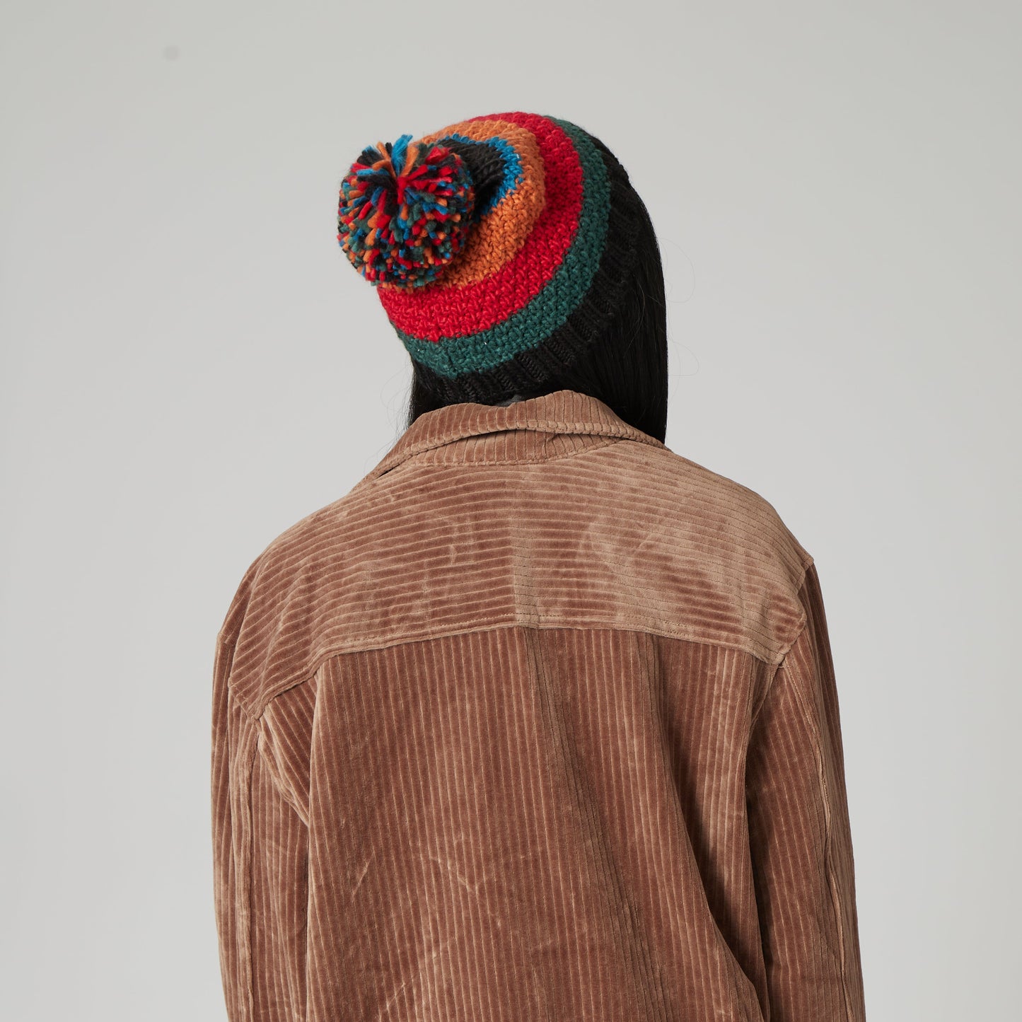 Women's Striped Beanie w/ Pom (KNH5001)