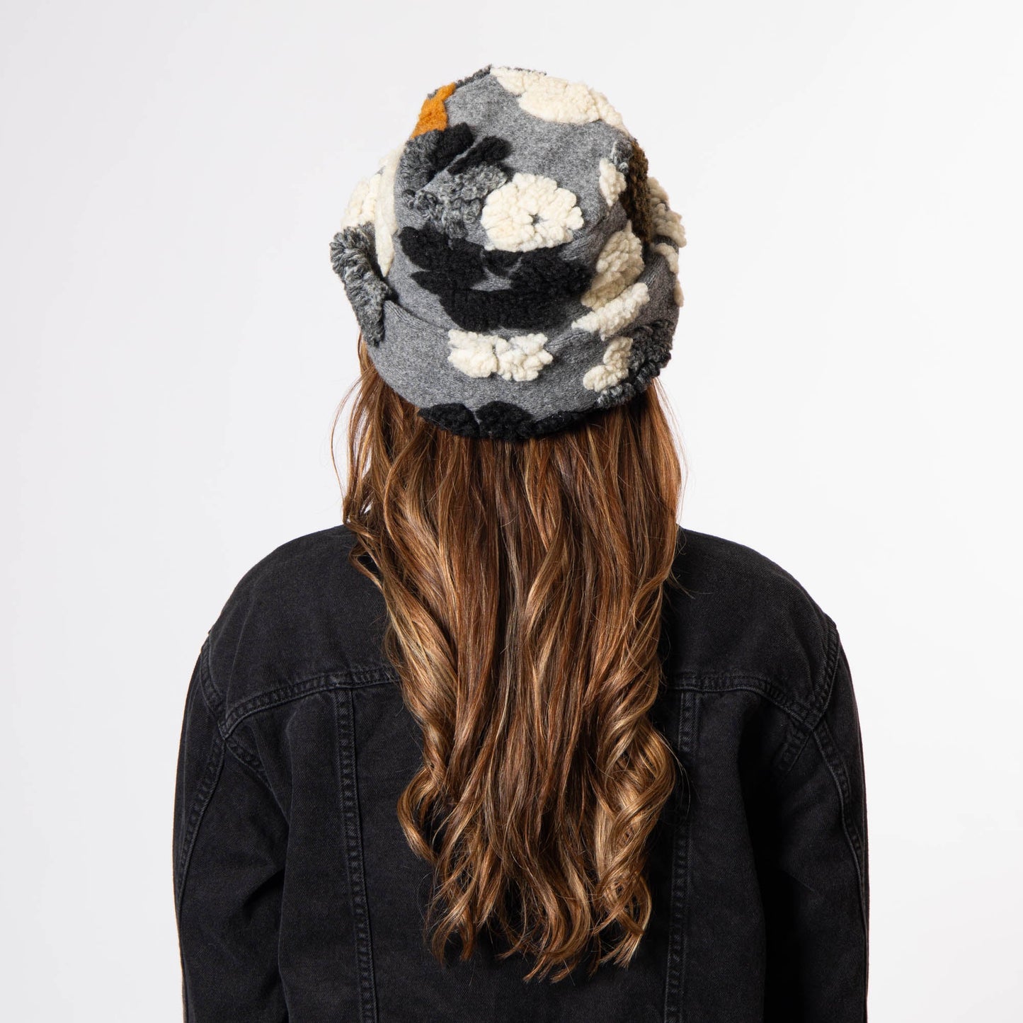 Keyes - Wool Blend Cuffed Beanie with Sherpa Flowers - KNH8084