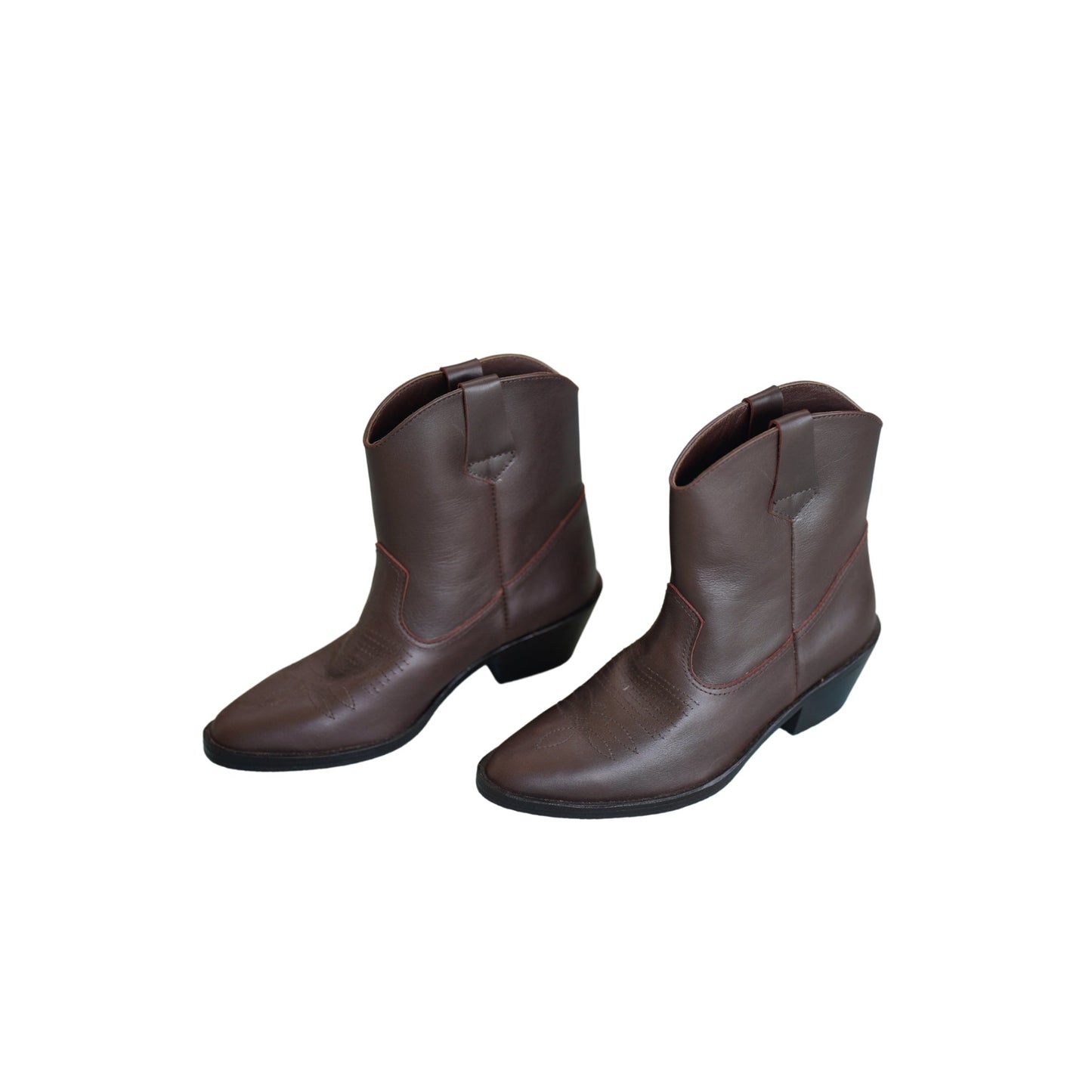 Kamila Cowboy Leather Boots in Dark Brown