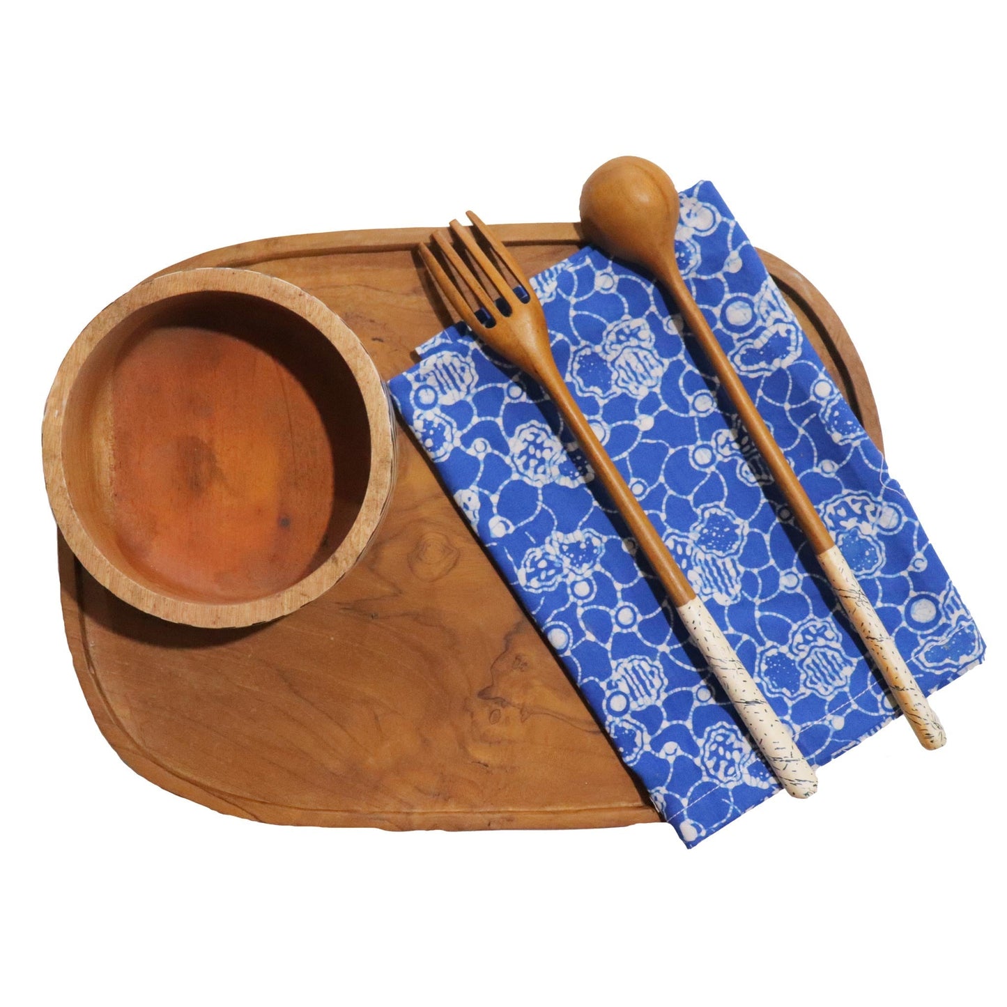 Batik Cloth Napkin Set of Four, Boulder, Hand Dyed, 100% Cotton, Blue, White