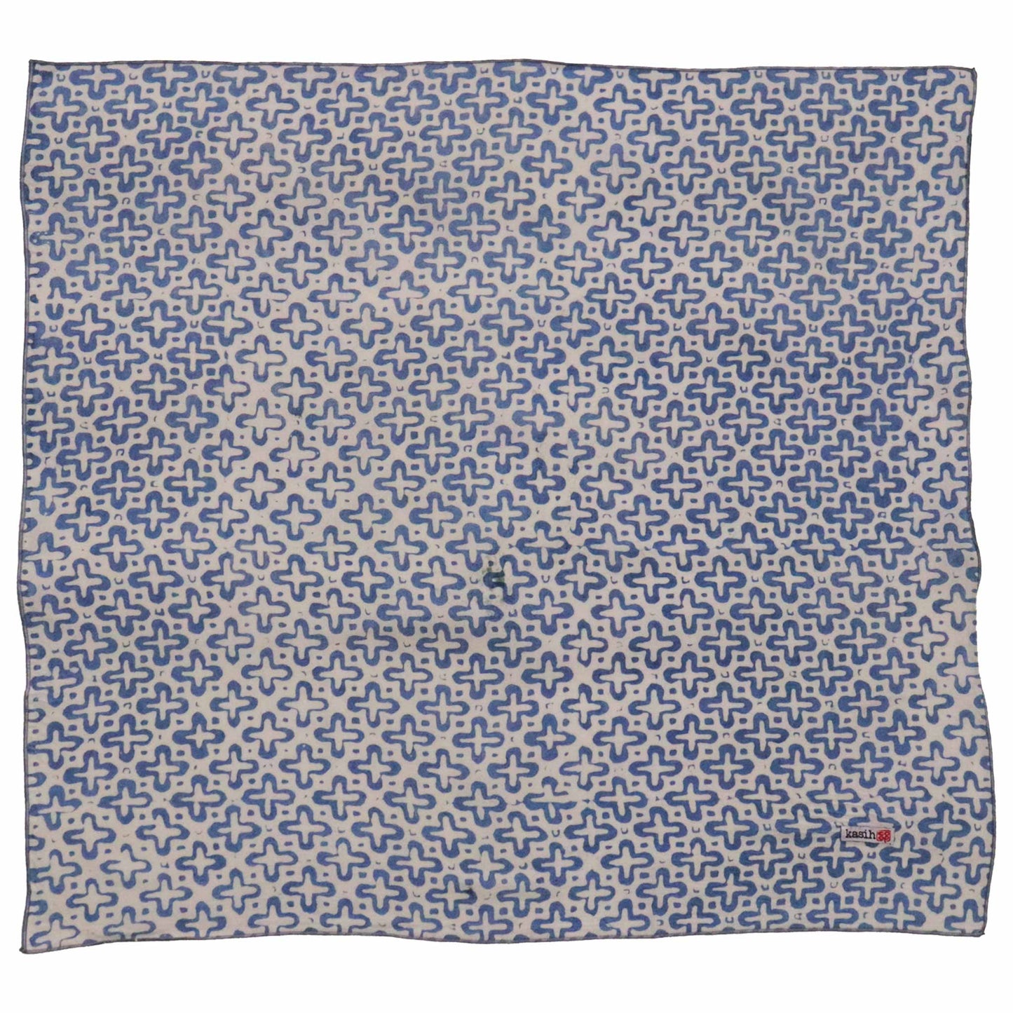 Indigo Botanically Dyed Batik Bandana, Natural Dye, Indigo Cross, Blue