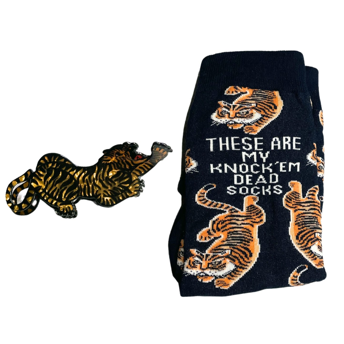 Knock Em Dead Tiger Gift Box | Hair Claw and Socks Giftable Bundle