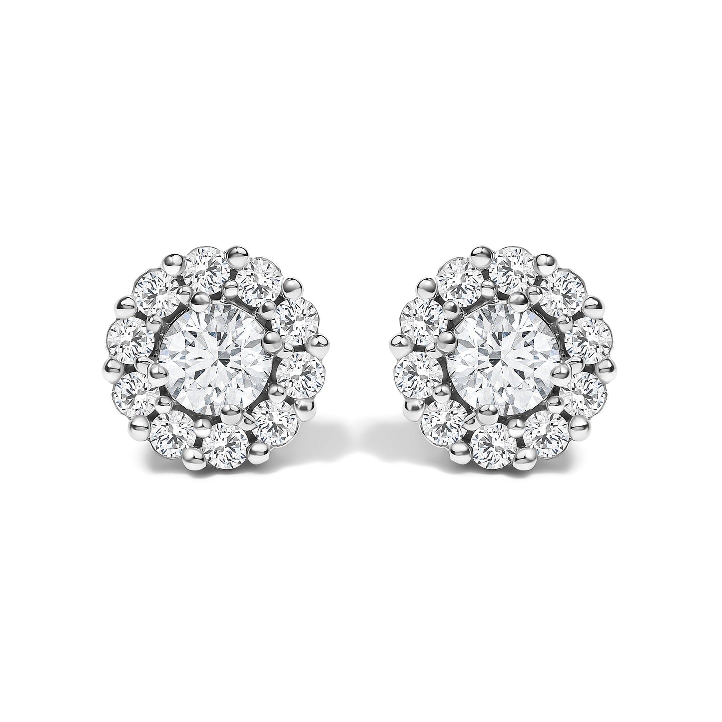 10K White Gold 1 1/2 Cttw Lab Grown Diamond Halo Stud Earrings