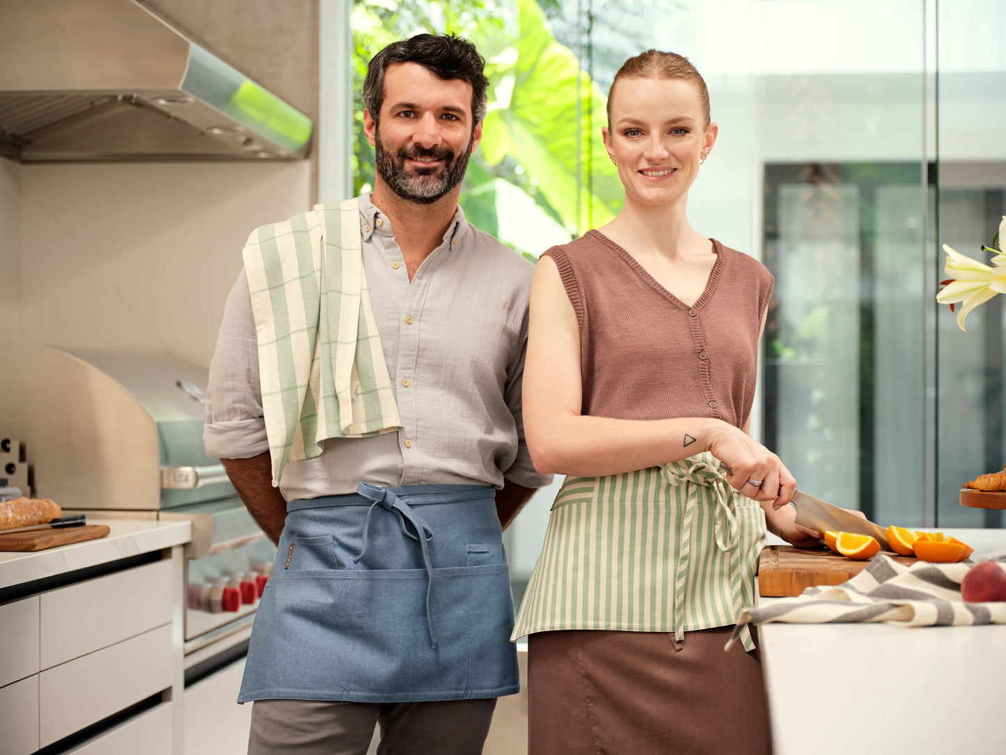 Waist Apron  - Twill Pinstriped