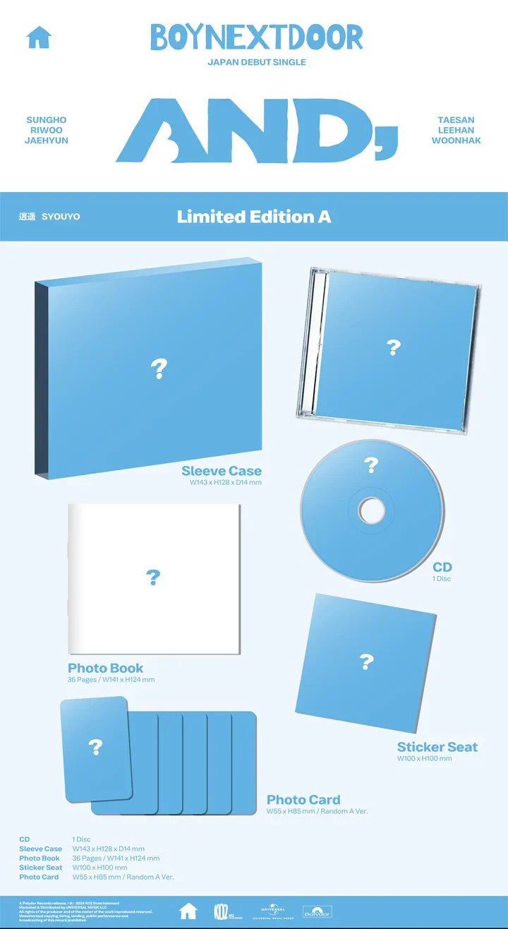 BoyNextDoor - And, Japan 1st Single Album (Limited Edition A)