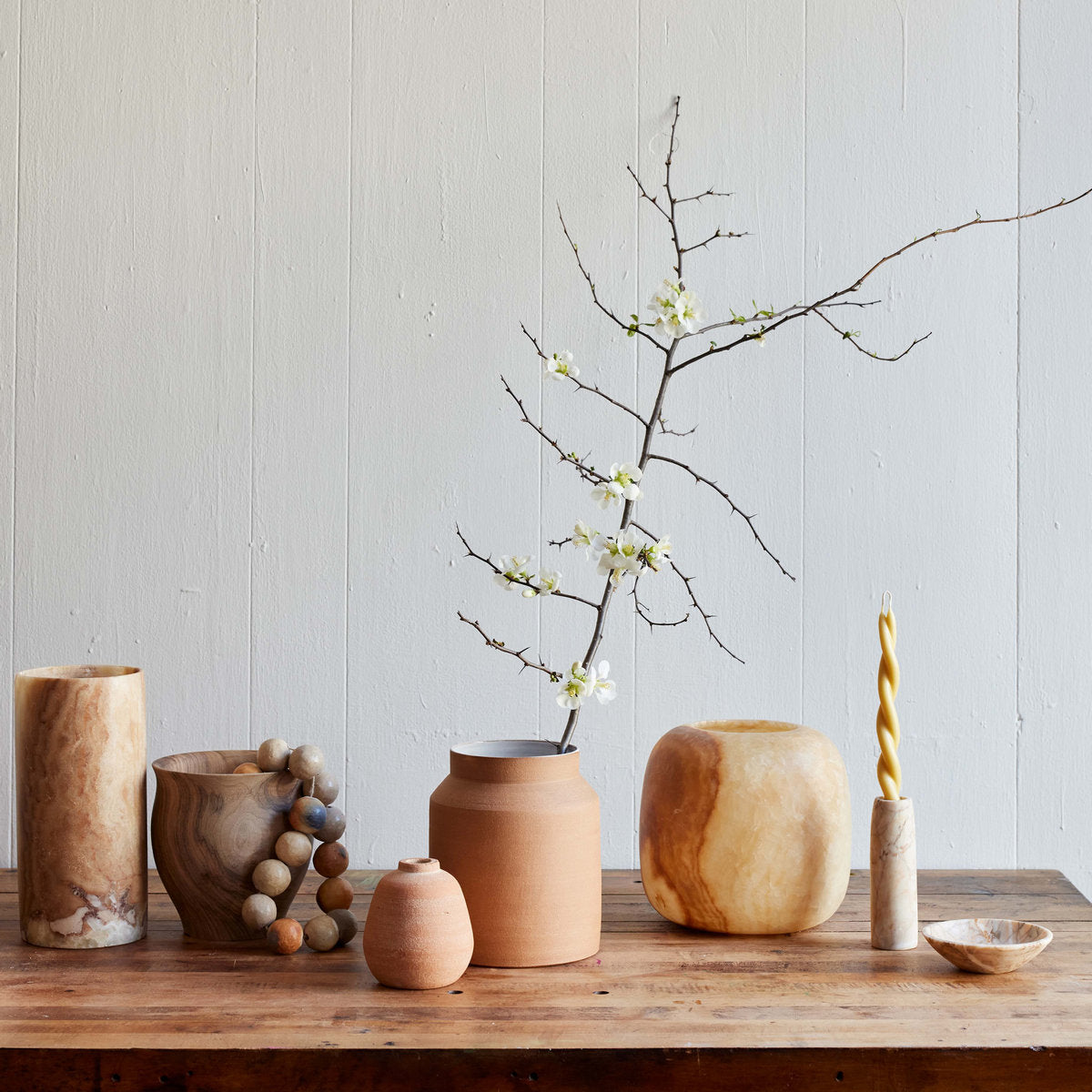 Terra Cotta Bud Vase, Whitewash