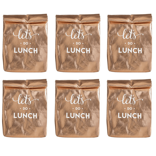 Let's Do Lunch Washable Paper Insulated Bag in Rose Gold | Pack of 6