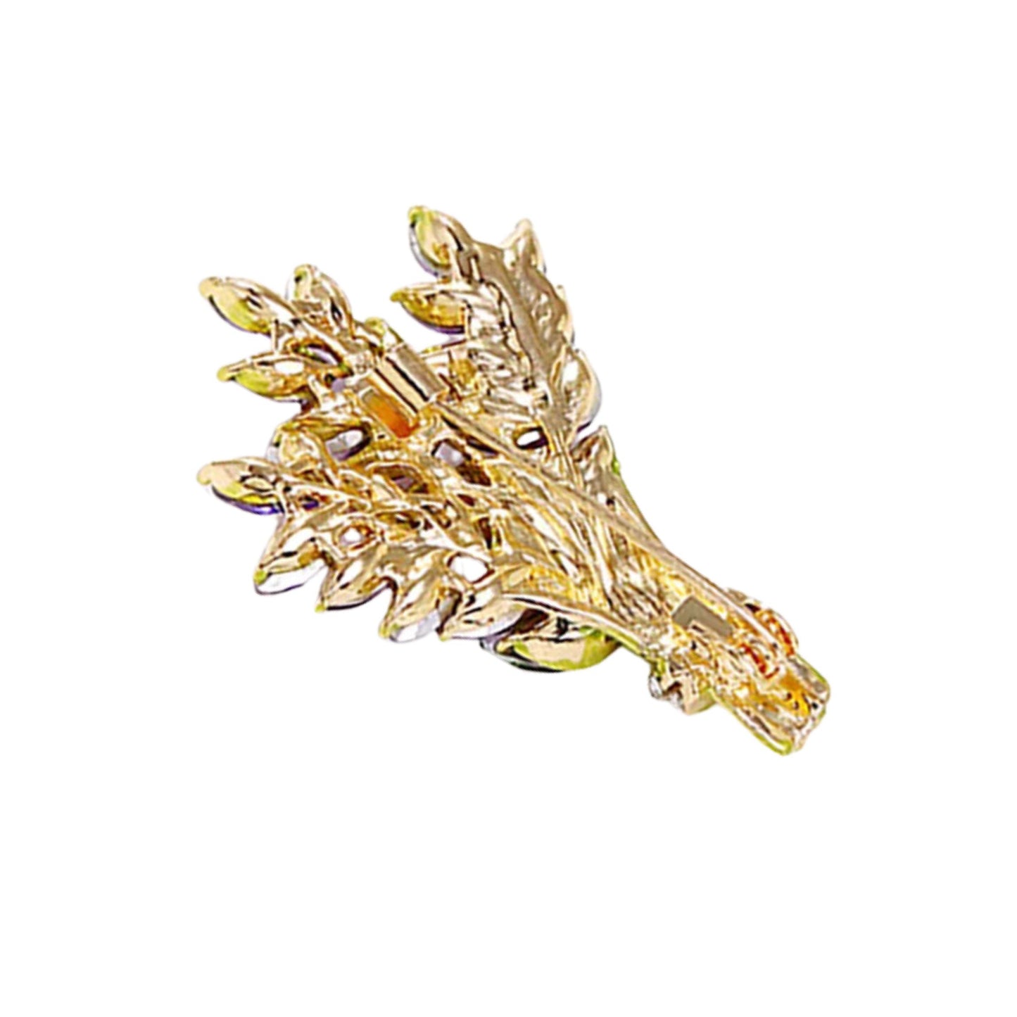 Lilac Brooch Pin 2" Purple Gemstone Floral Jewelry | Vintage Metal Alloy