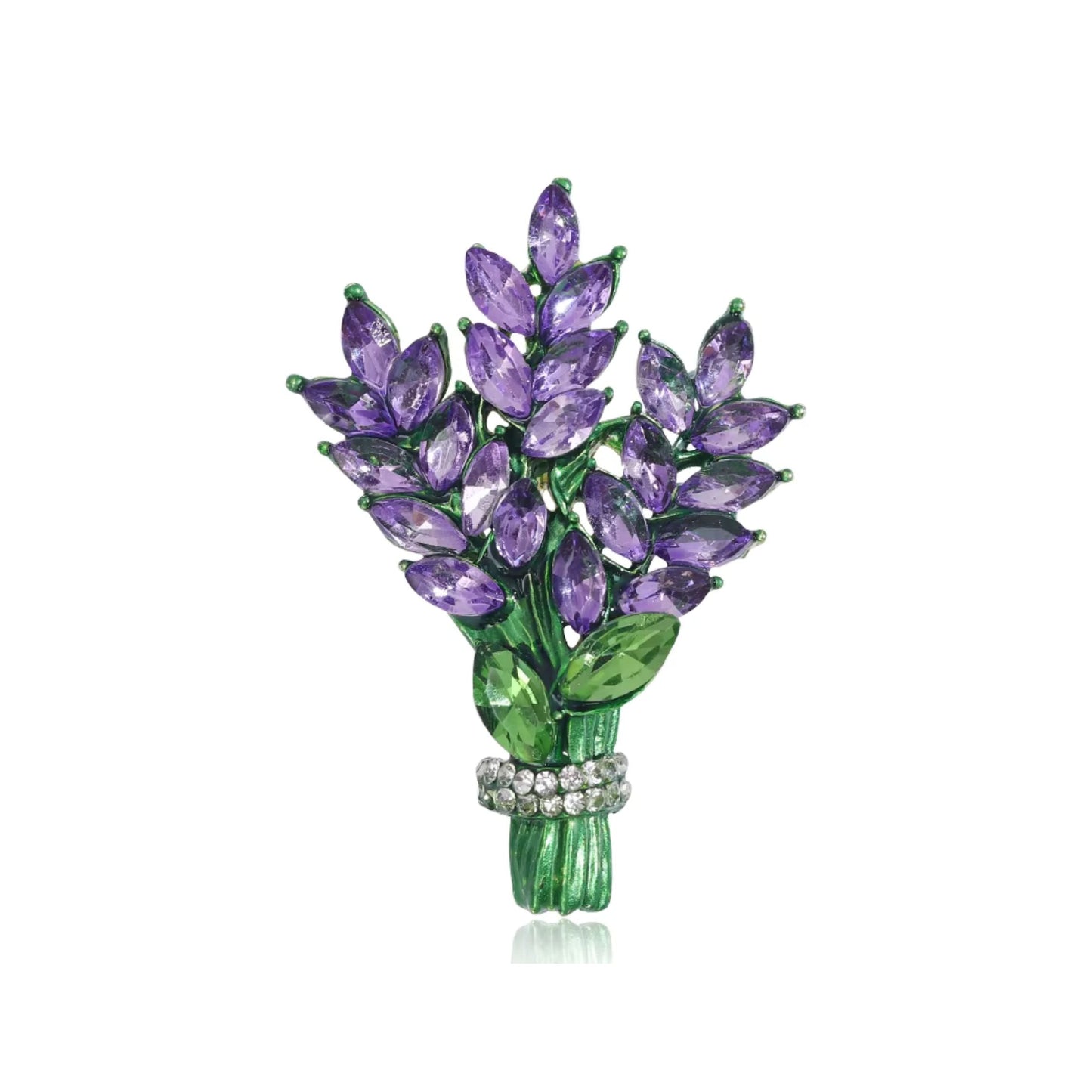 Lilac Brooch Pin 2" Purple Gemstone Floral Jewelry | Vintage Metal Alloy