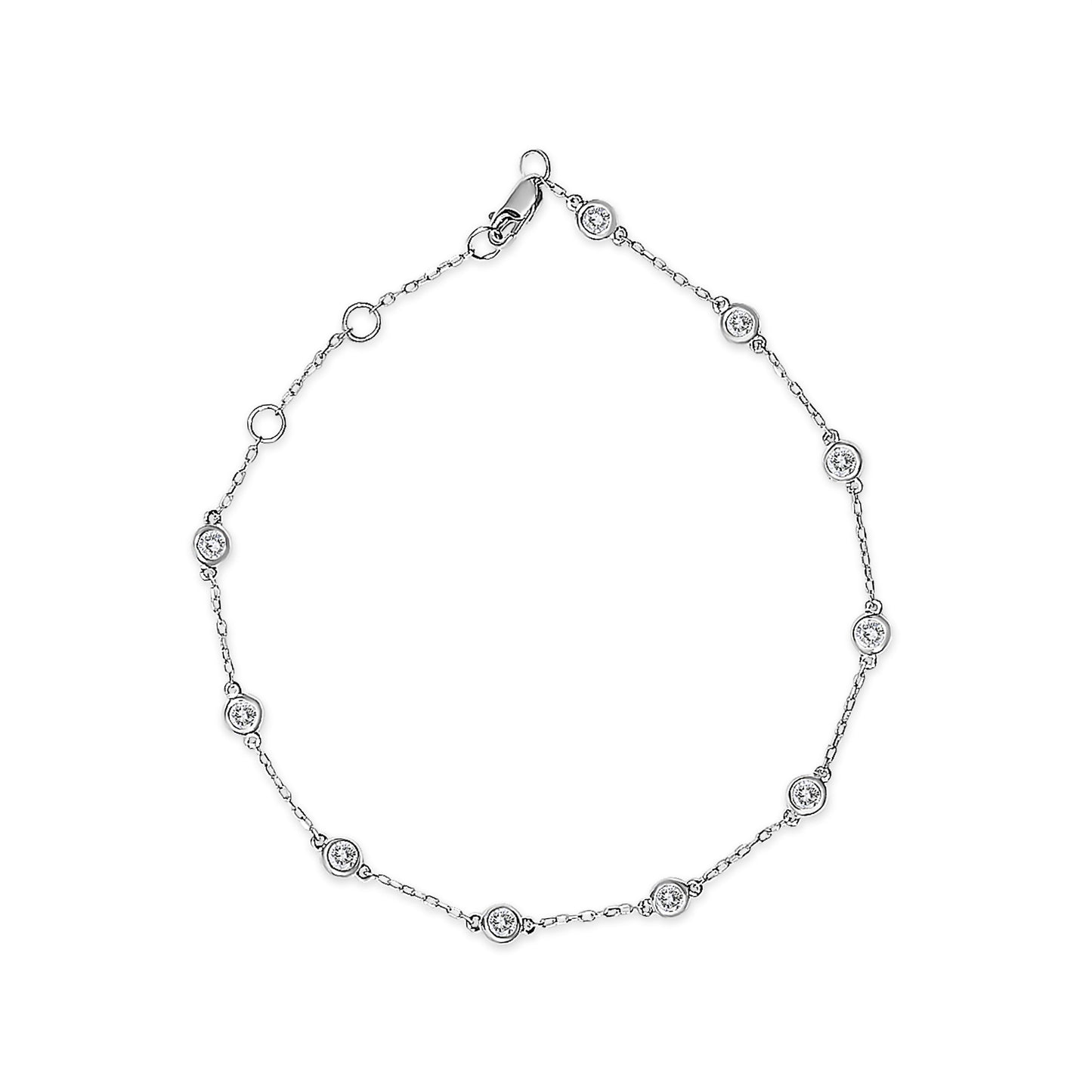 14K White Gold 1/2 Cttw Diamond by Yard Bracelet