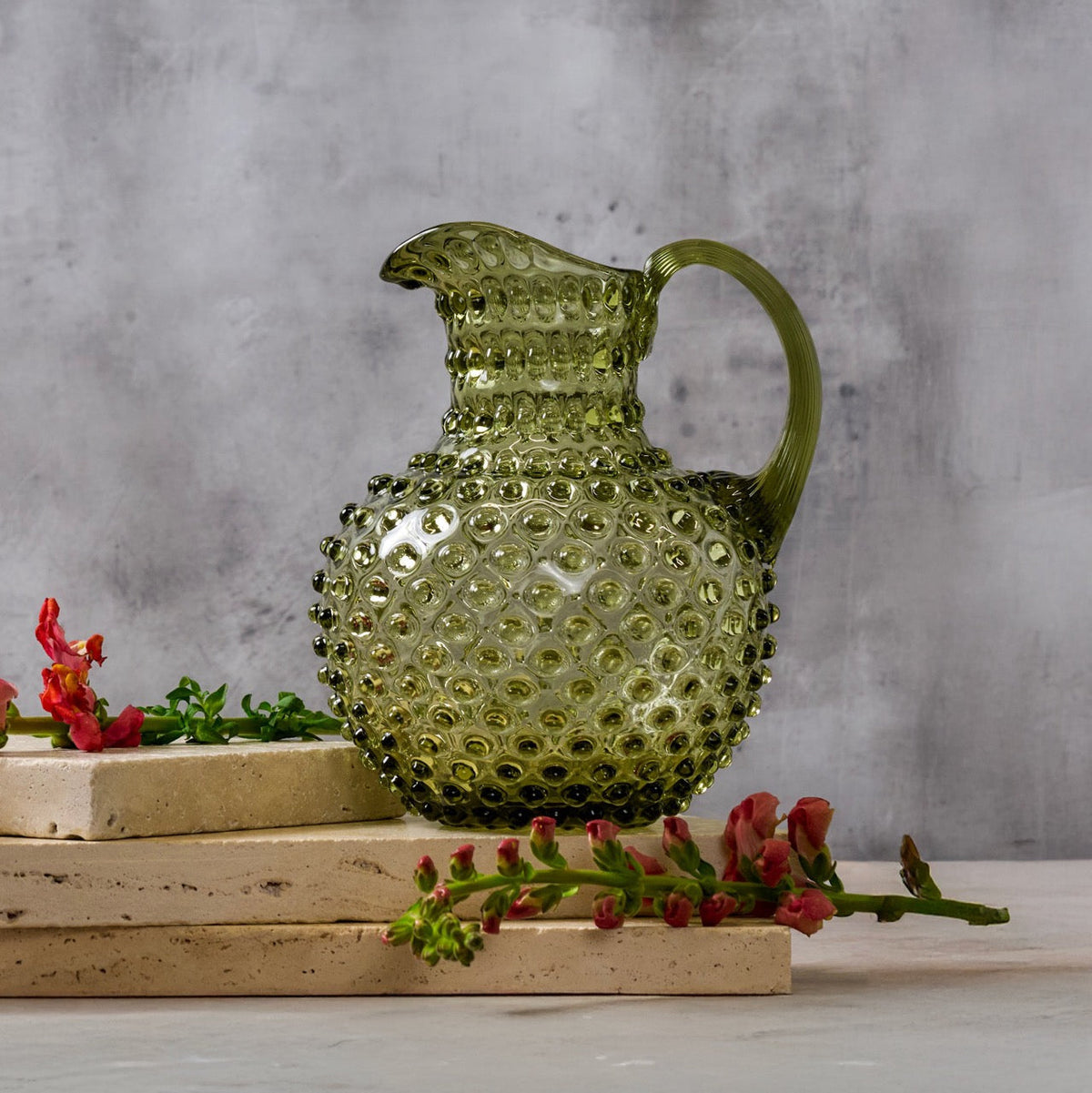 Hobnail Jug - Large - Moss Green