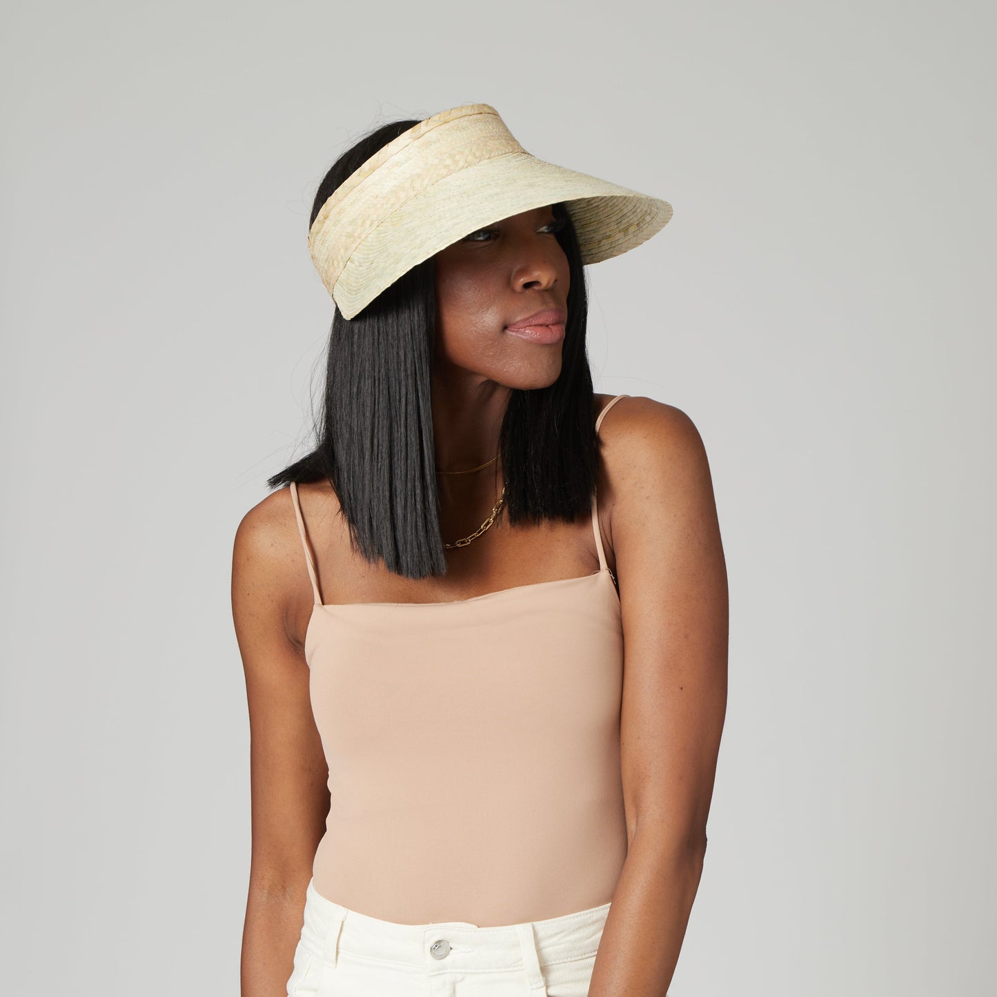 Artisan Made Palm Straw Braid Wide Brim Visor