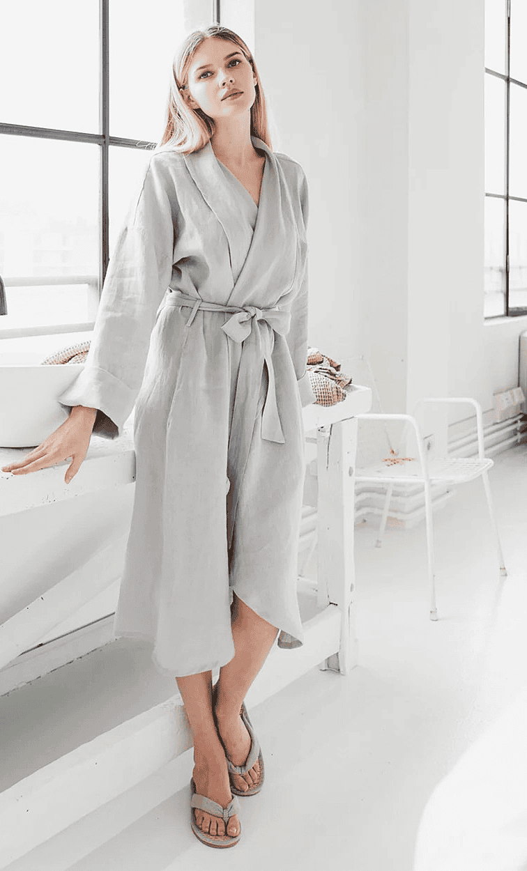 Pure Linen Bathrobe for Women
