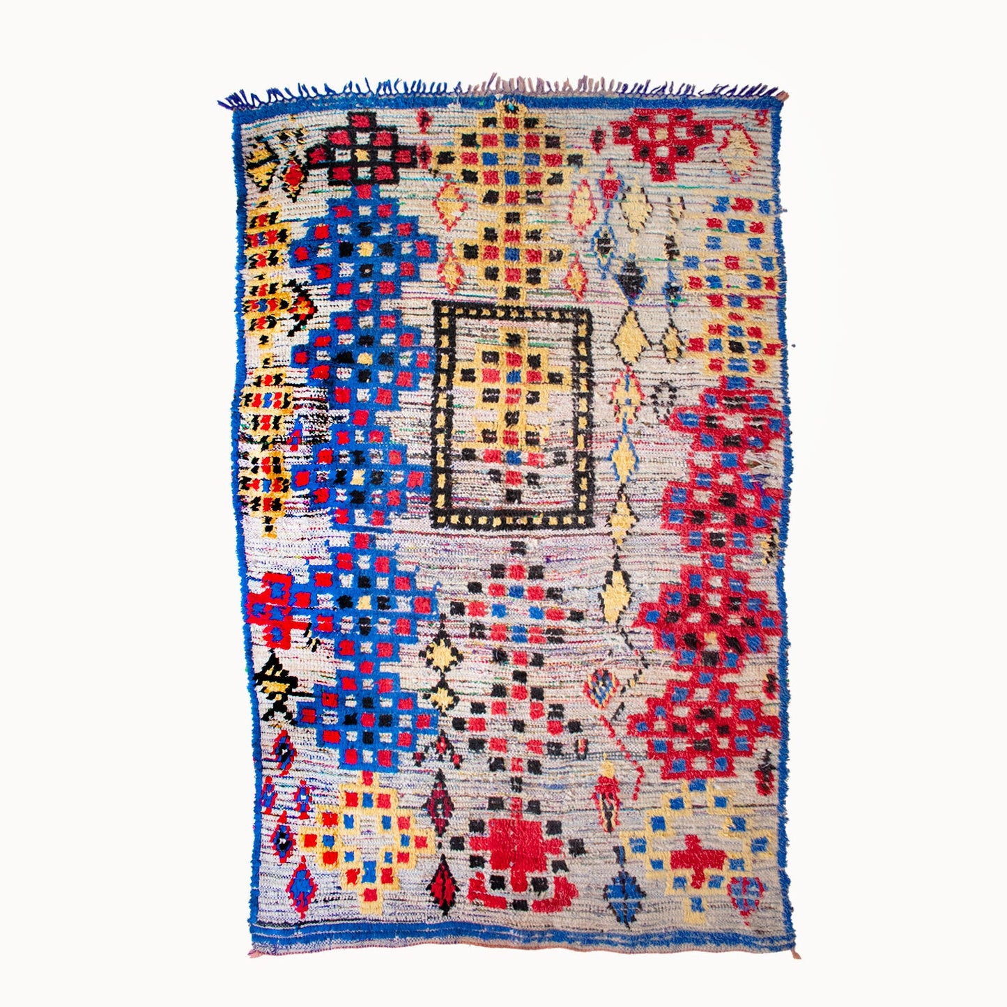 Tita Vintage Blue and Yellow Moroccan Rug | 4'9" x 7'4"