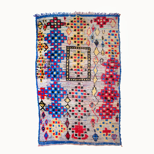 Tita Vintage Blue and Yellow Moroccan Rug | 4'9" x 7'4"