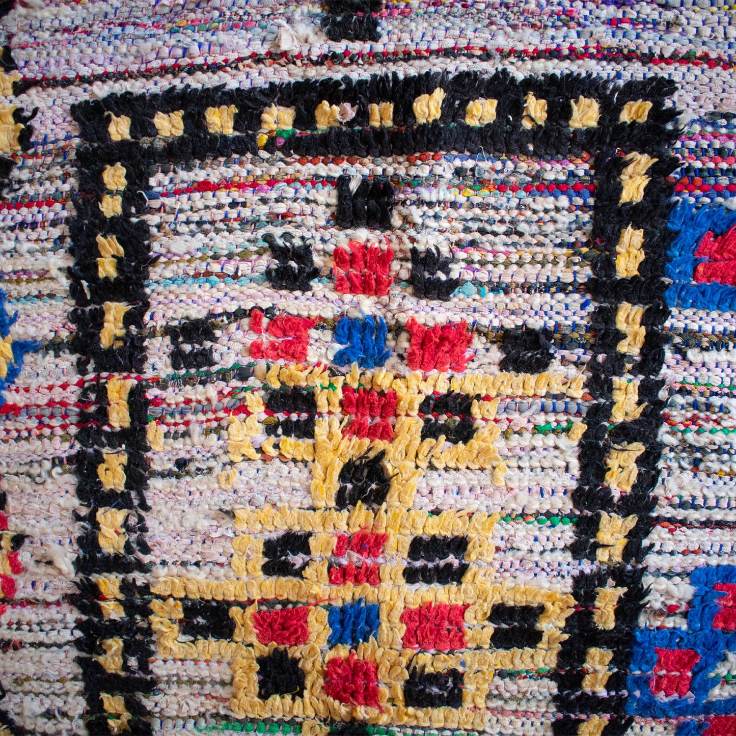 Tita Vintage Blue and Yellow Moroccan Rug | 4'9" x 7'4"