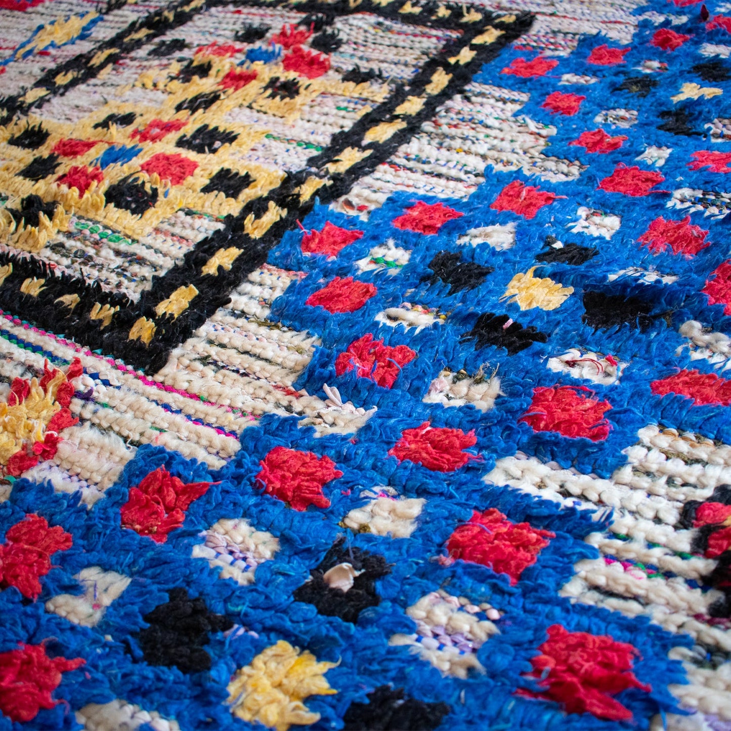 Tita Vintage Blue and Yellow Moroccan Rug | 4'9" x 7'4"