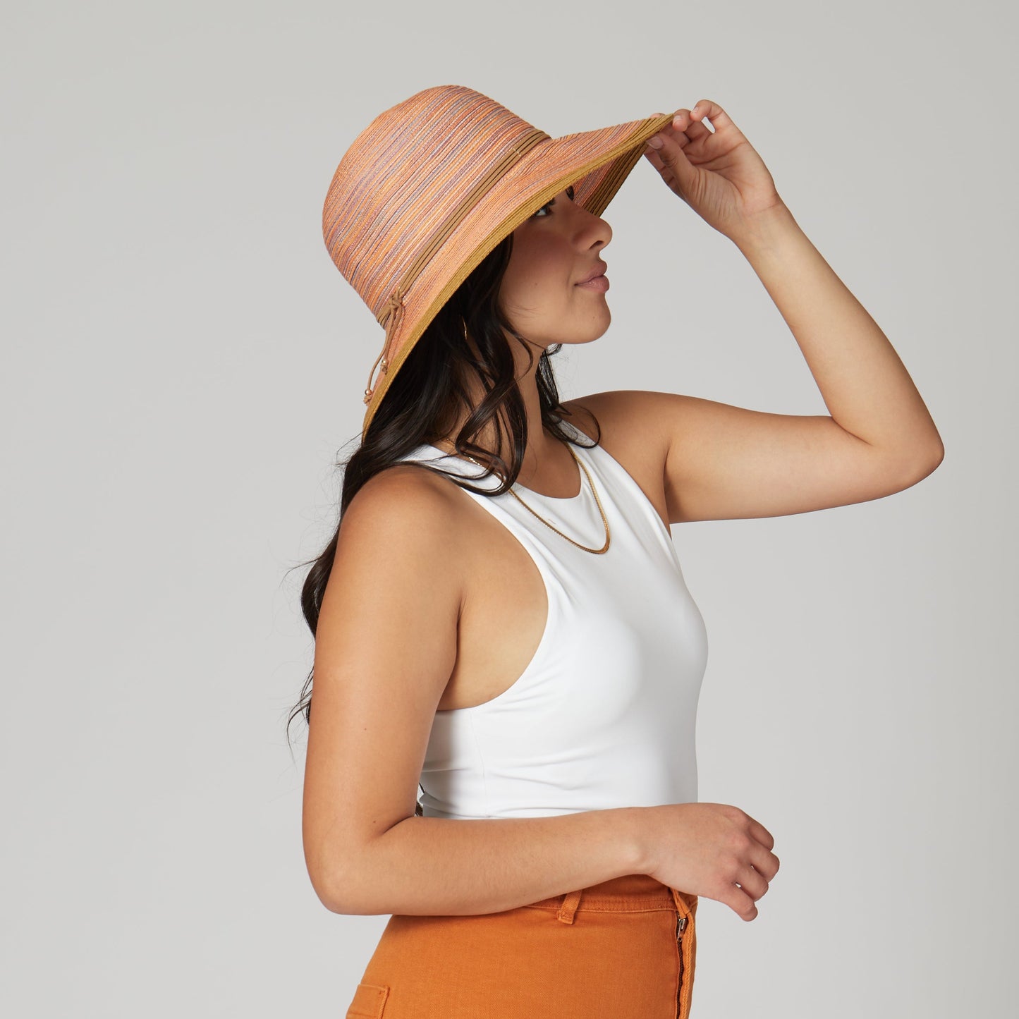 Womens Mixed Brim Sun Brim-Purple-One Size