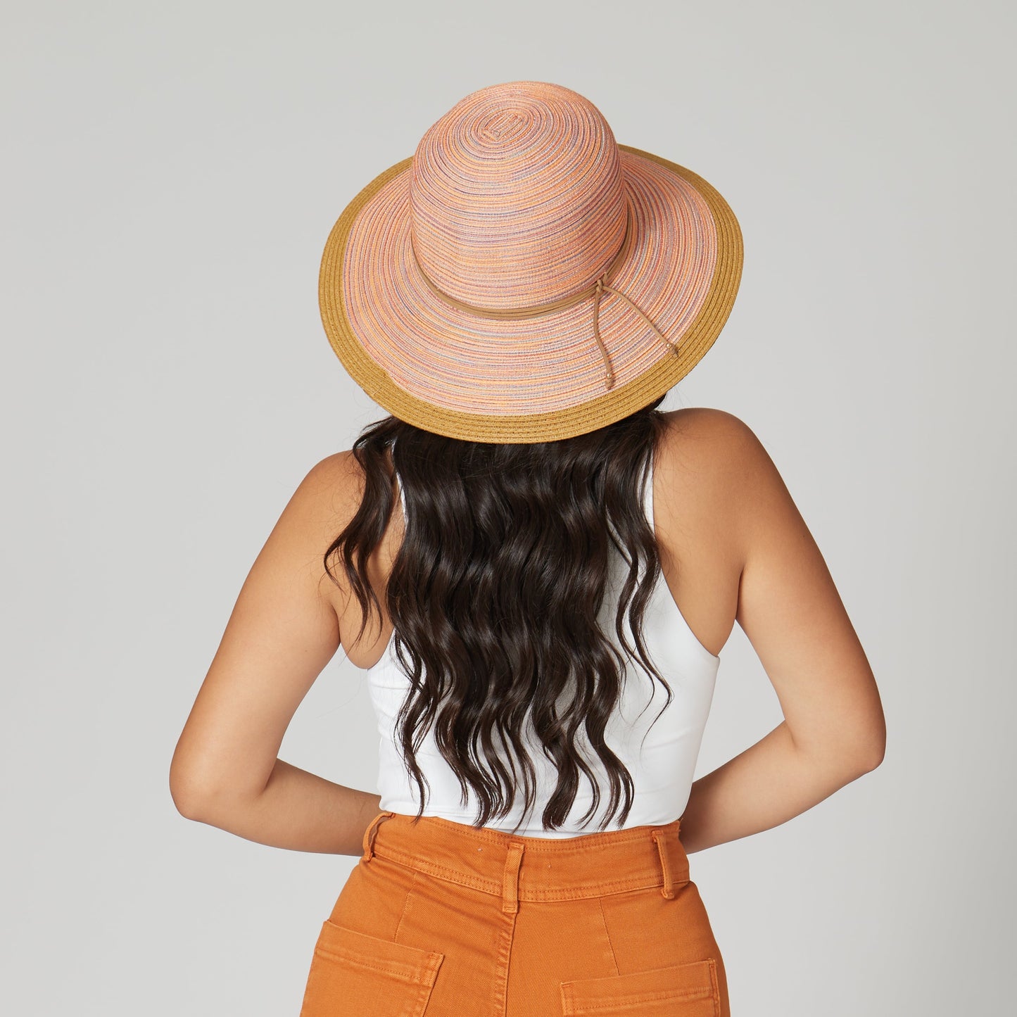 Womens Mixed Brim Sun Brim-Purple-One Size