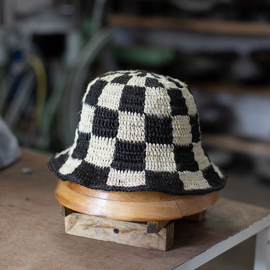 Black + White Checkered Bucket Hat