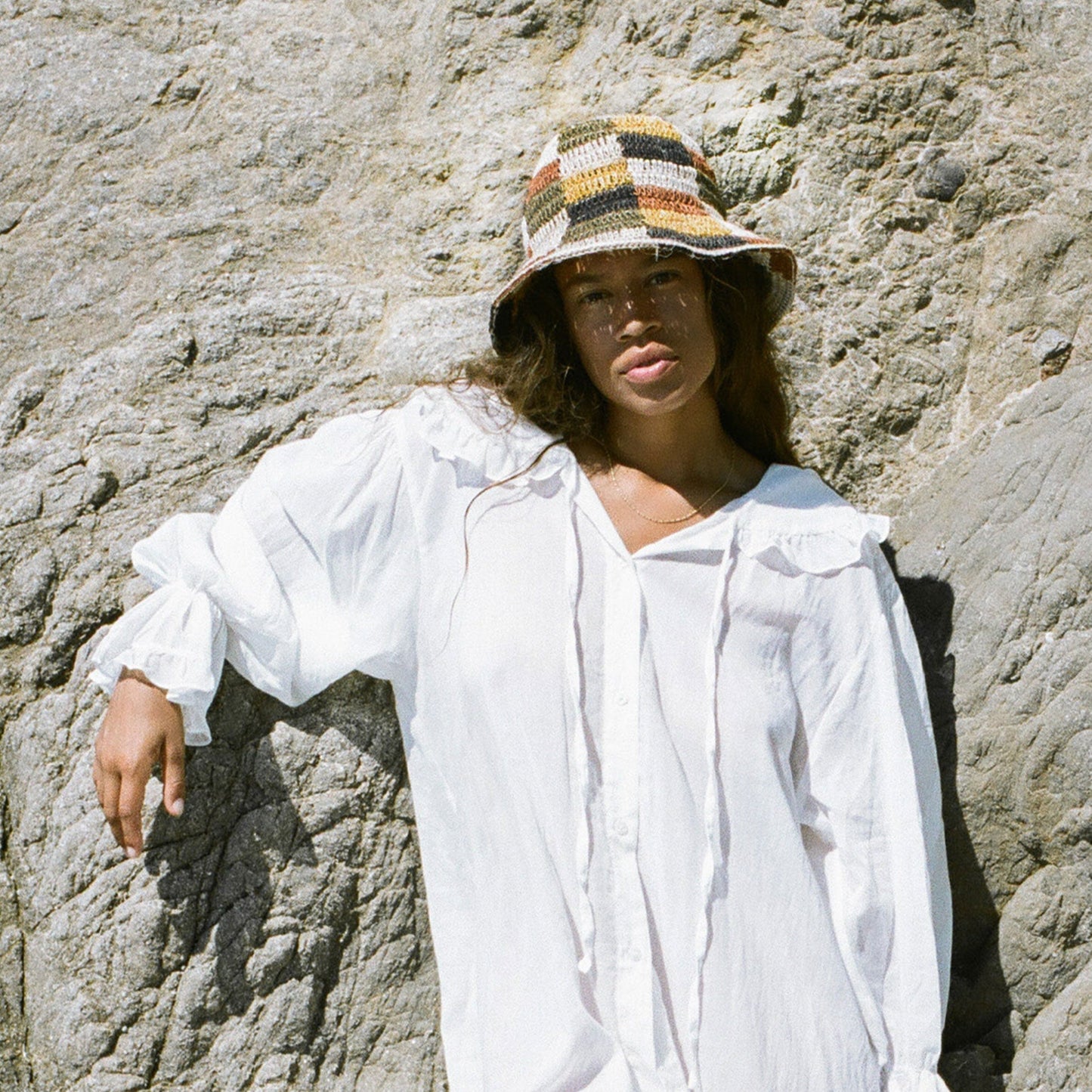 Fall Bucket Hat - Crocheted Multicolor Checkered