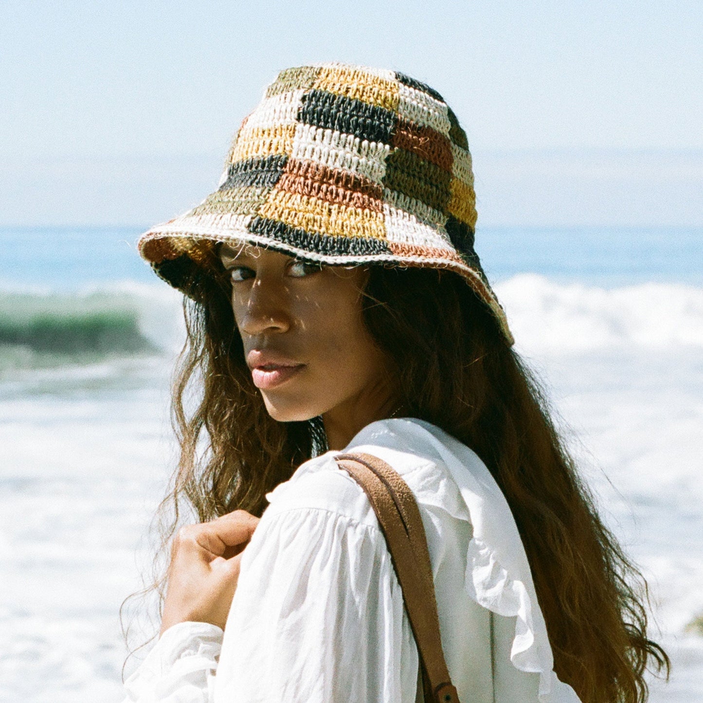 Fall Bucket Hat - Crocheted Multicolor Checkered