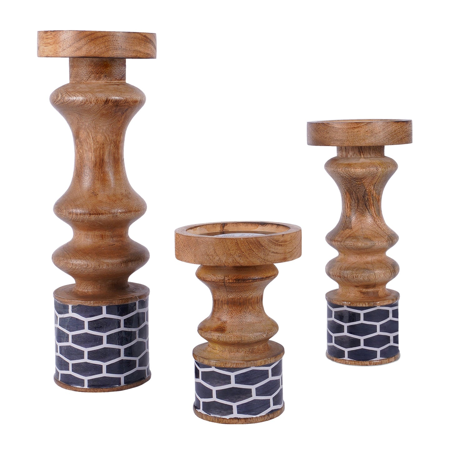 Gramercy Pillar Candleholder of 3 - Blue