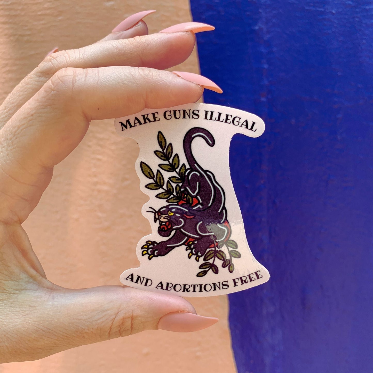 Make Guns Illegal and Abortions Free Sticker with Vintage Tattoo Motif | Vinyl Die Cut Decal