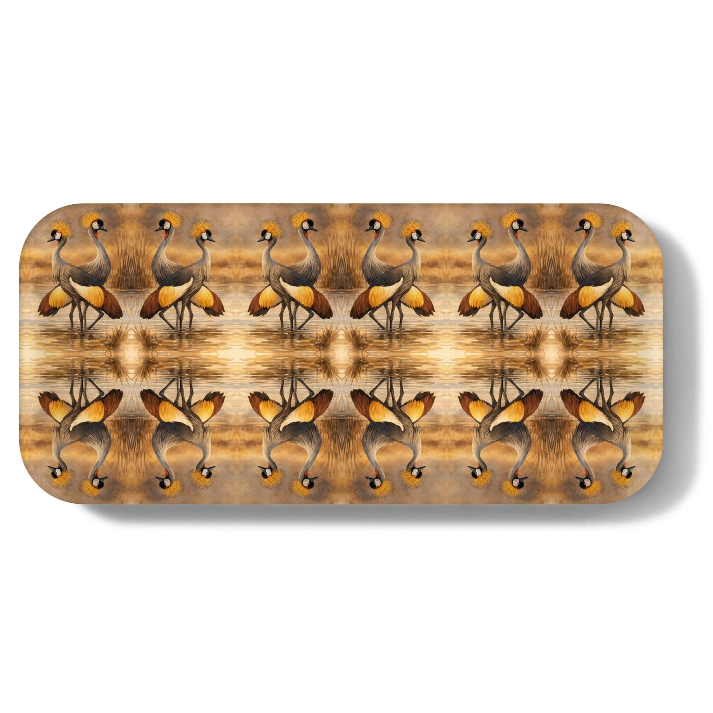 Golden Crane Narrow Birchwood Small Decorative Tray
