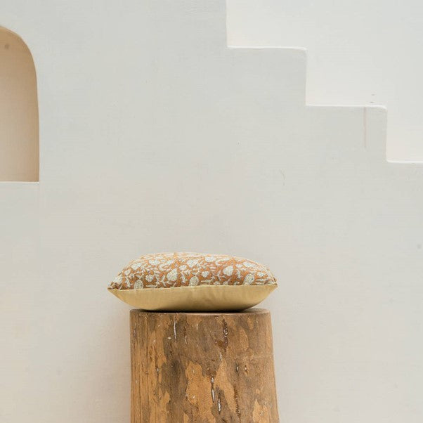 Floral Blockprint Pillow Cover