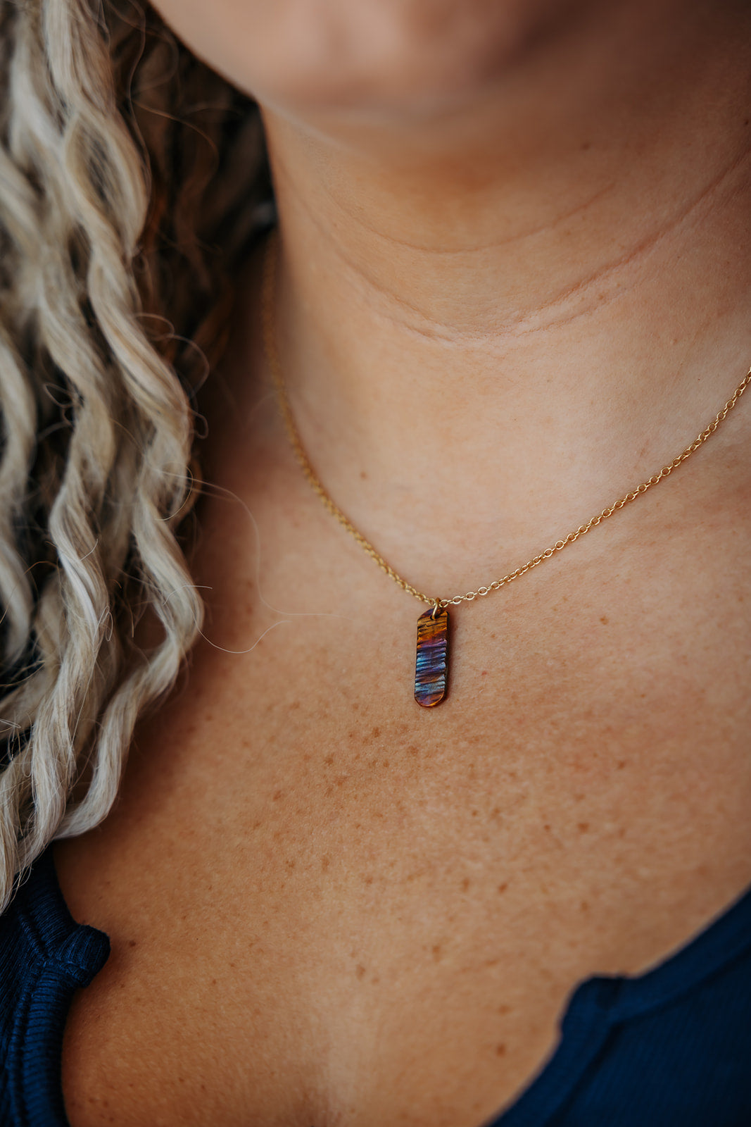 Refined Through Fire Necklace | Repurposed Automotive Copper Brake Line | Gold Plated Chain