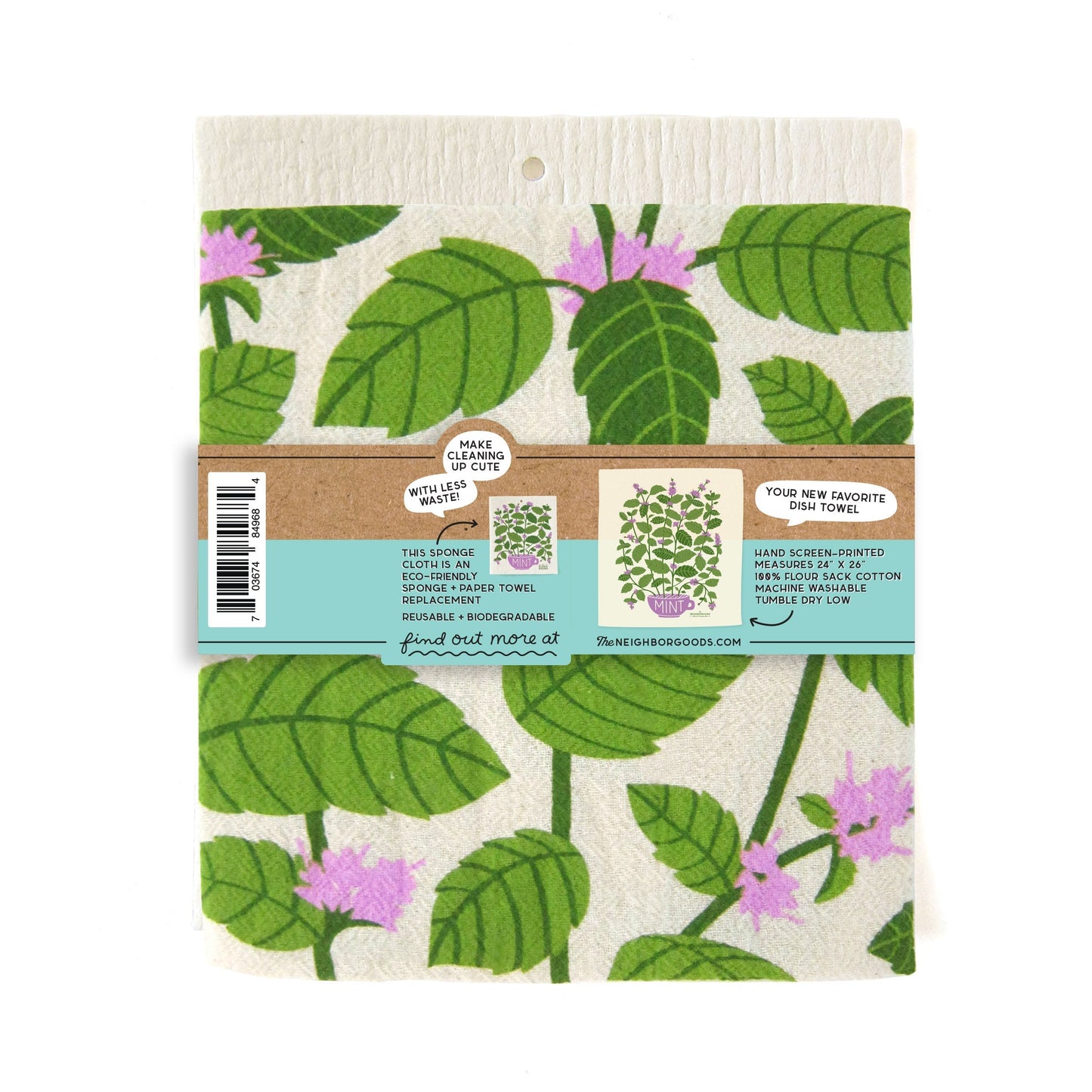 Mint Dish Towel + Sponge Cloth Gift Set