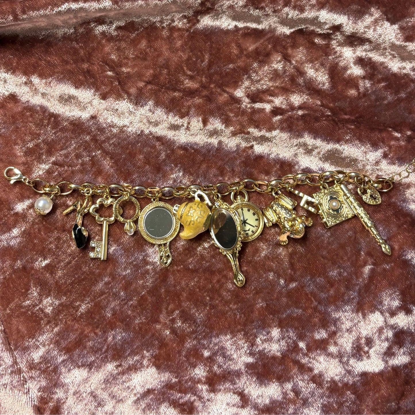 Mirror Mirror Fantasy Gold Charm Bracelet | Fairytale Jewelry