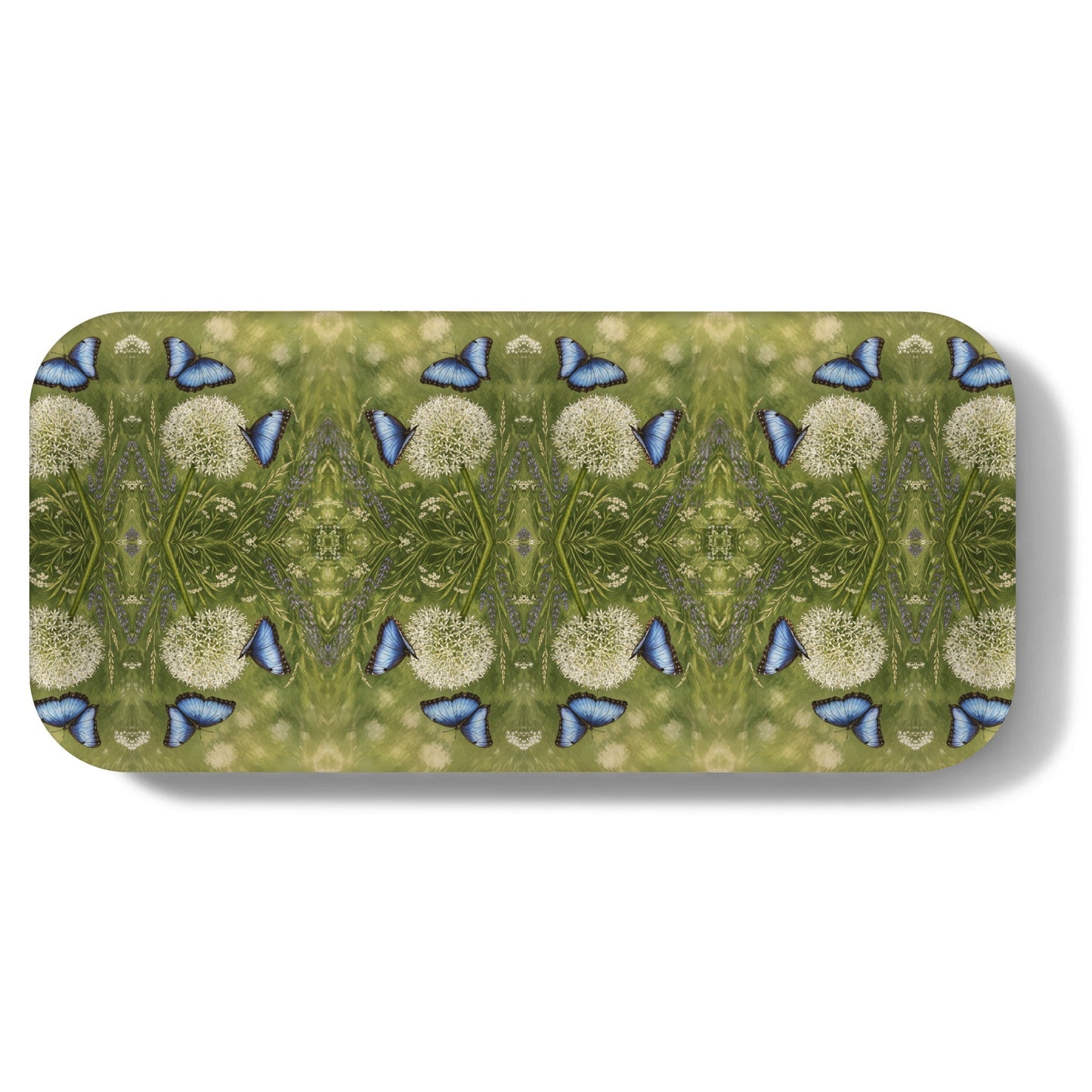 Azure Bloom Narrow Birchwood Small Decorative Tray