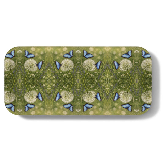 Azure Bloom Narrow Birchwood Small Decorative Tray