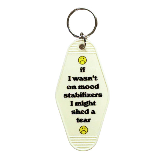 Mood Stabilizer Vintage Motel Keychain in White