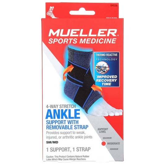 Mueller FIR 4 Way Stretch Ankle Support with Straps SM/MD