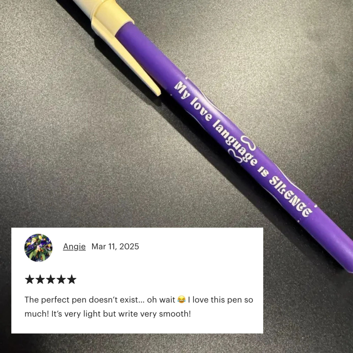 My Love Language Is Silence Ballpoint Pen in Violet | Gen Z Aesthetic Blue Ink