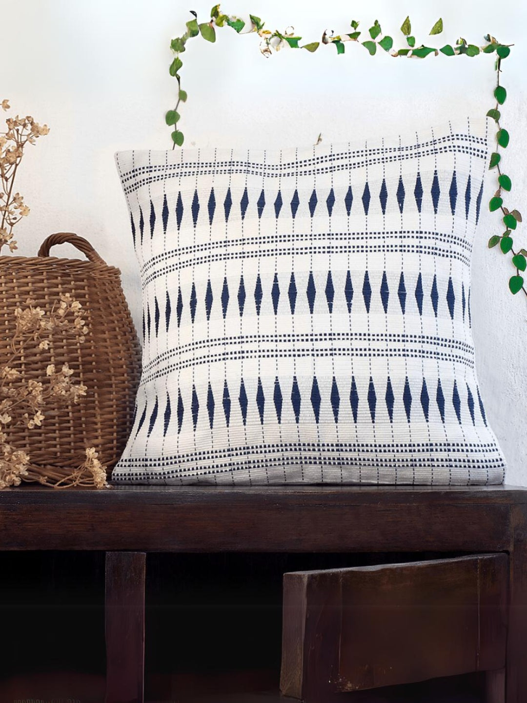 Monochrome Handwoven Pillow Cover (16" x 16")
