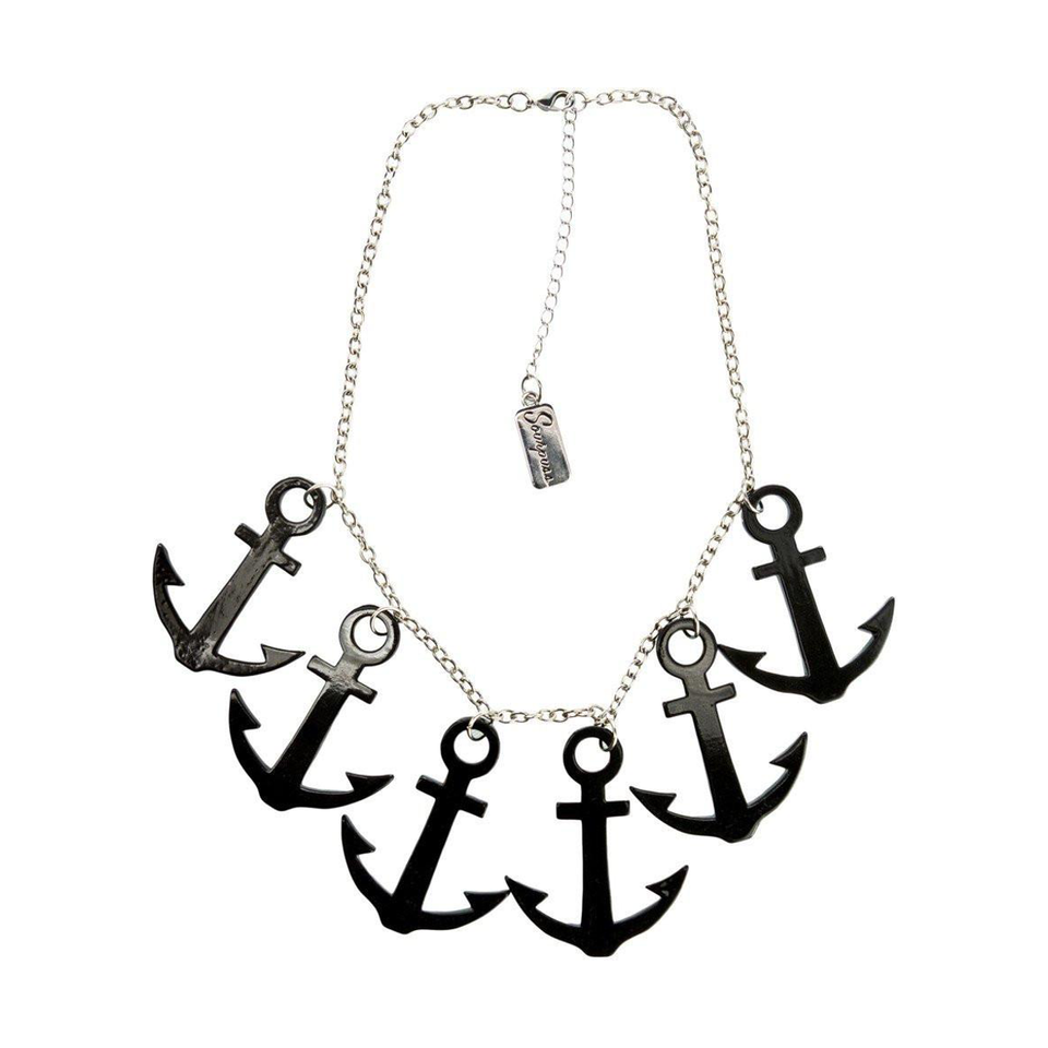 Necklace Sourpuss | Anchors Aweigh Nautical Statement Necklace in Black