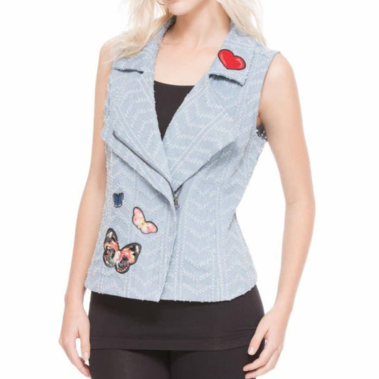 Nice Patches, Babe! Denim Vest Jacket with Zipper and Embroidered Patches [Sizes SM-XL] - Osadia Concept Store