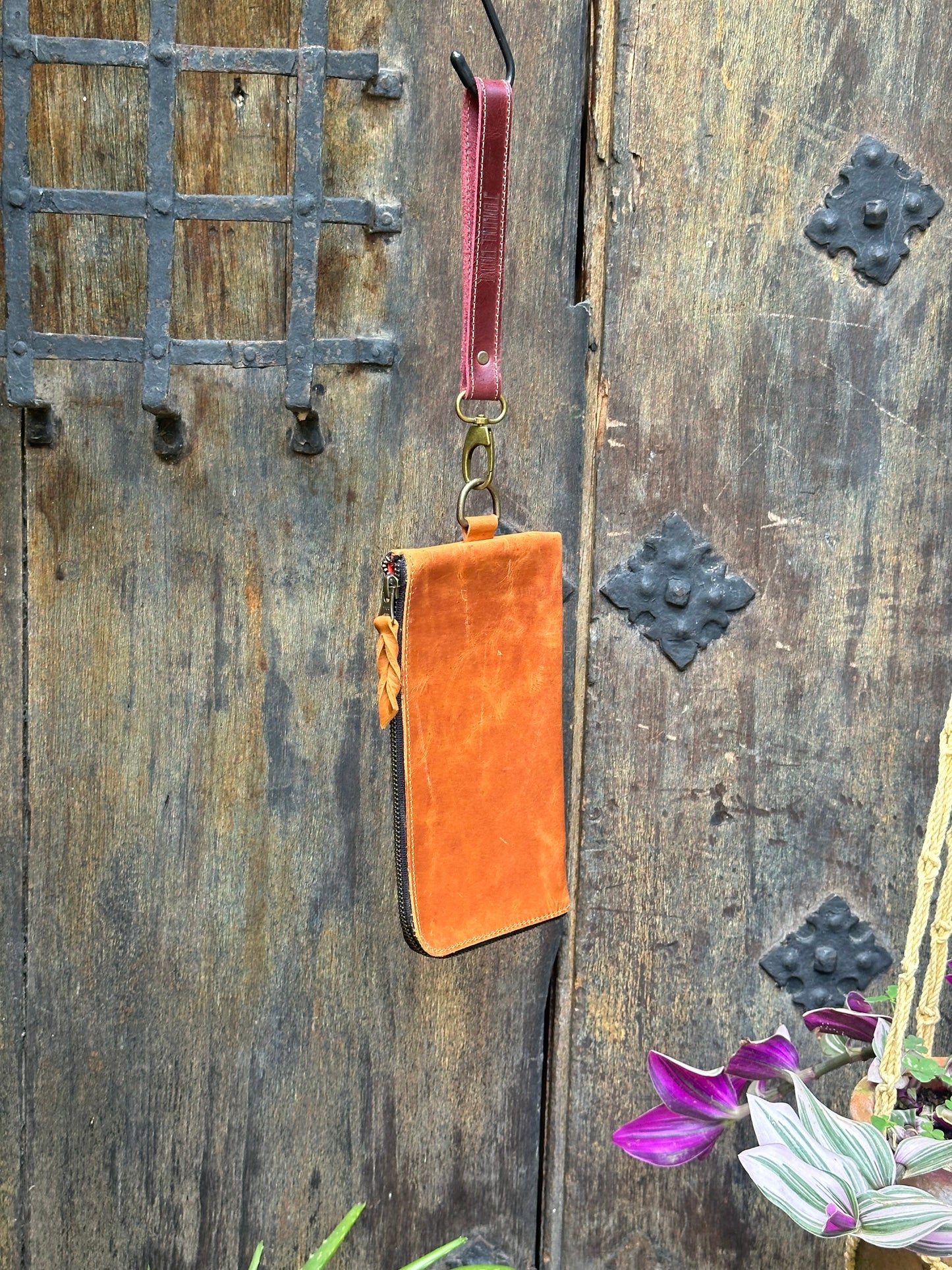 Clutch Bag - Tan and Red