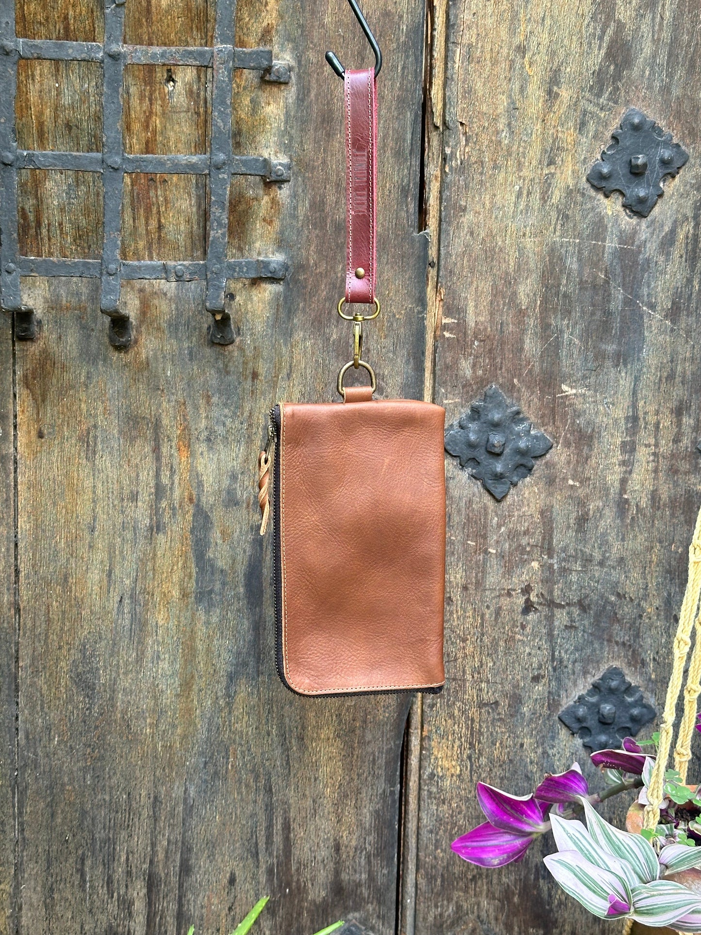Clutch Bag - Brown and Red Strap
