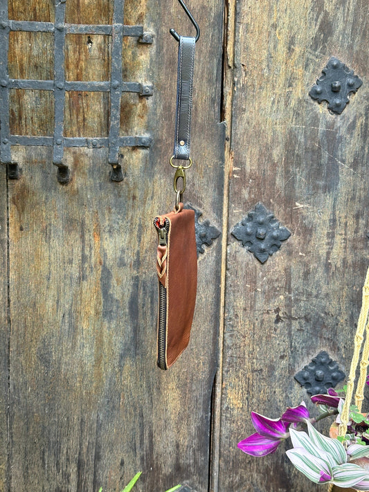 Clutch Bag - Brown and Navy Strap