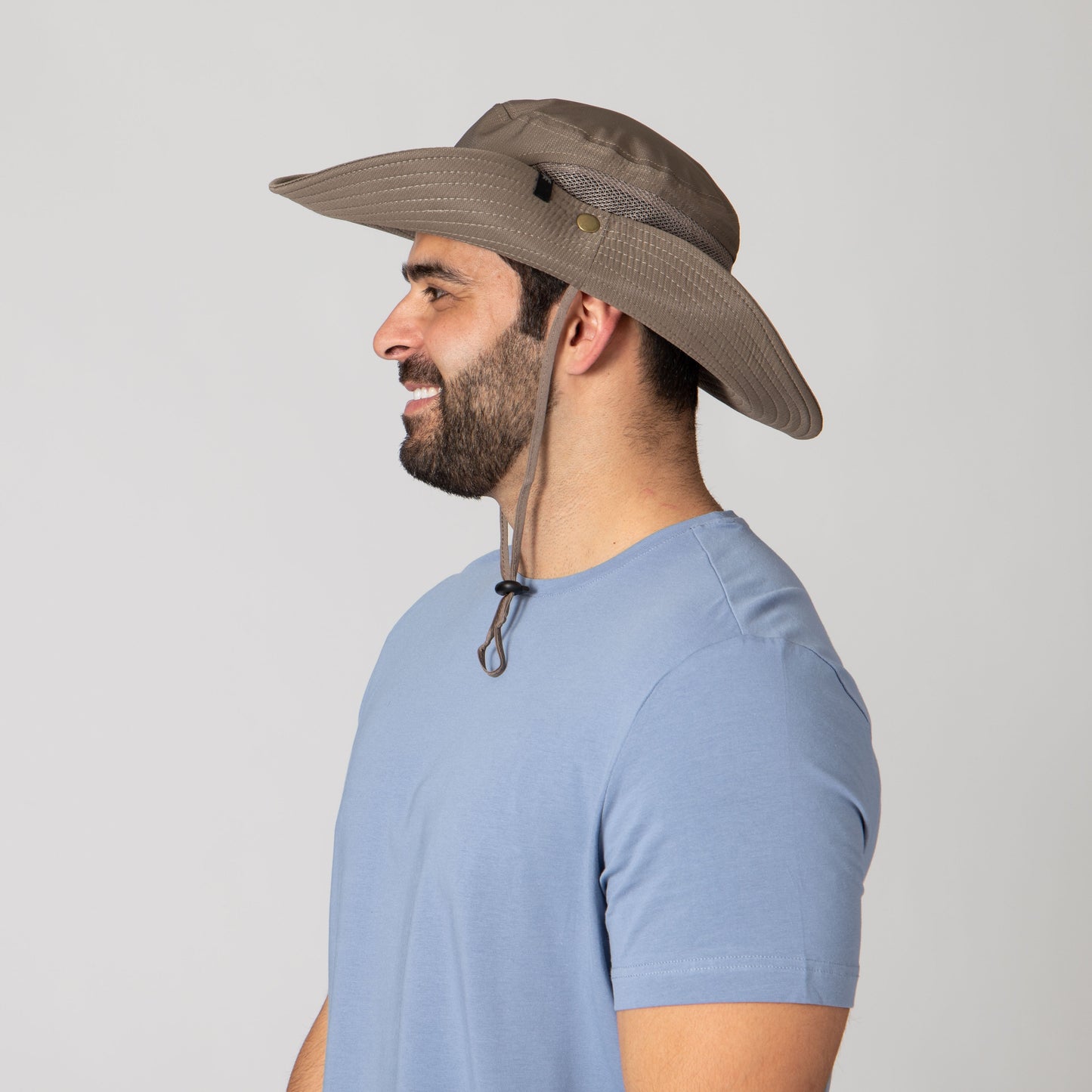 Men's Floatable Wide Brim Sun Hat With Jacquard Trim